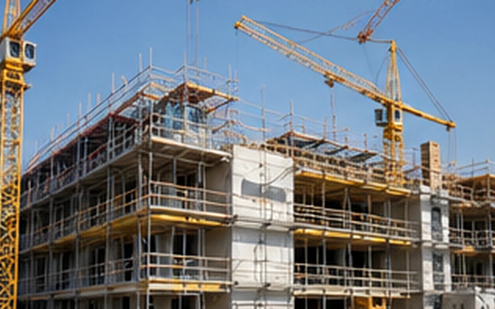 Gewerbe- und Wohngebäude im Bau